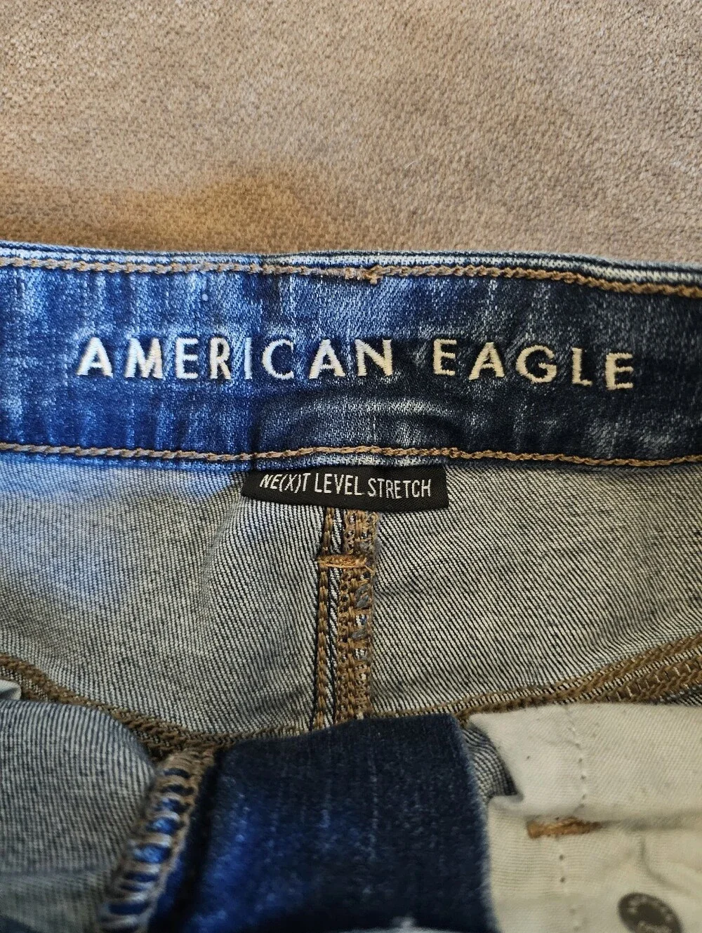 American Eagle Dark Wash Distressed Cut-Off Denim Shorts Size 4 - Picture 5 of 9